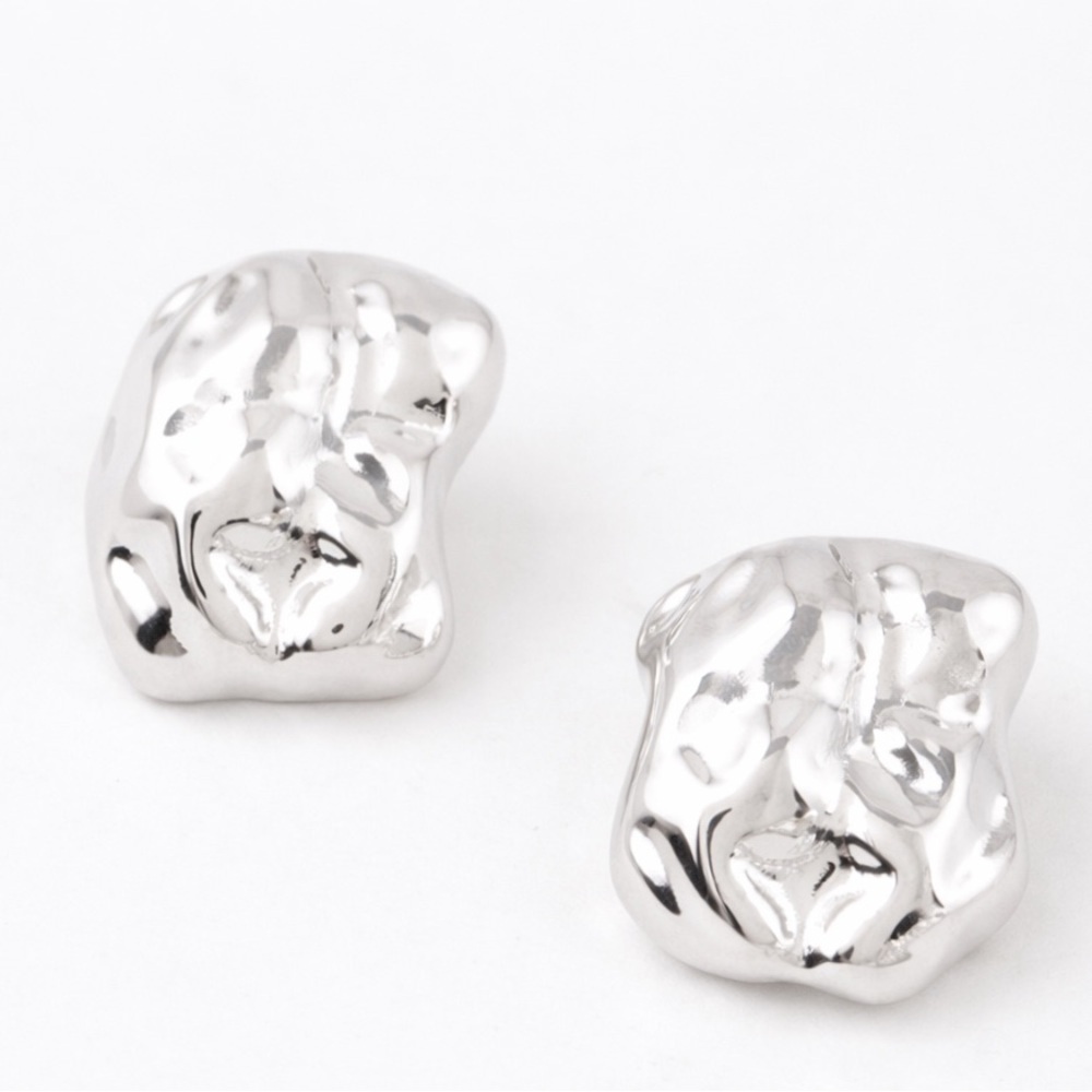 Textured Statement Earrings - Silver (5033)